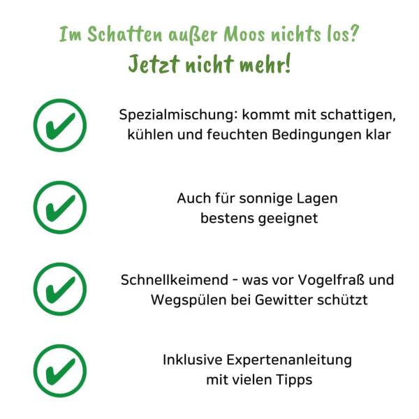 Premium Schattenrasen Samen schnellkeimend 10kg = 400m²